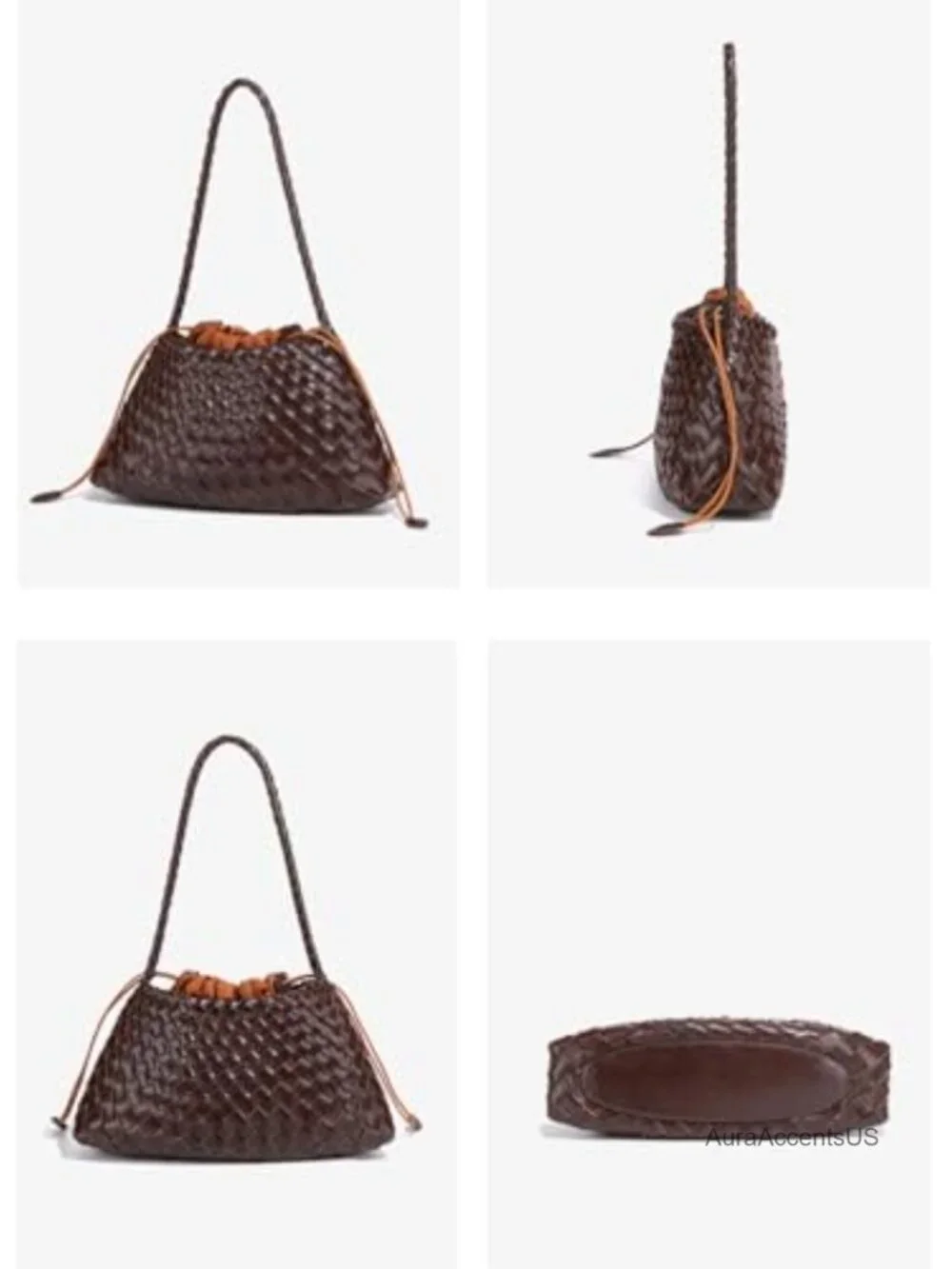Woven Hobo Bag Faux Leather Suede Slouchy Shoulder Purse Tote Handbag